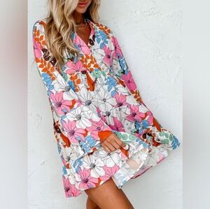 BNWOT floral Boho Retro 70s babydoll dress